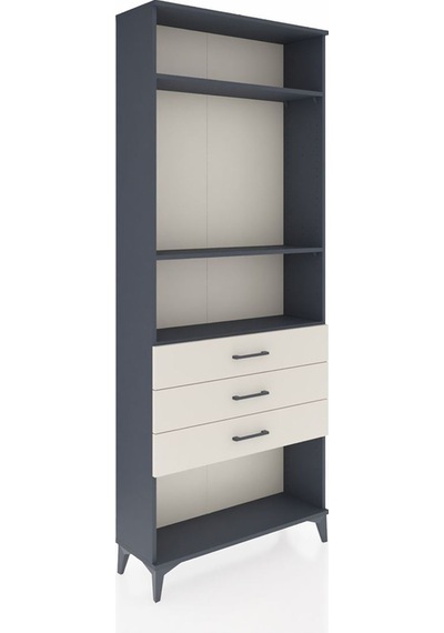 Arges Dolap 3 Raflı 3 Çekmeceli 88x30x221 Antrasit-aytaşı Antrasit