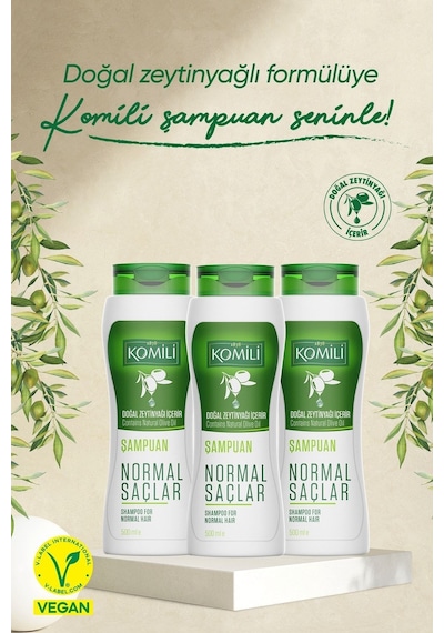 Komili Normal Saçlar İçin Vegan Temel Bakım Şampuanı 3'lü Set- - 3 X 500 Ml Dökülen