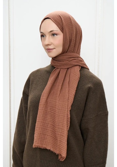 Deserto Fashion Müslin Şal-3622 Kızıl Kahve