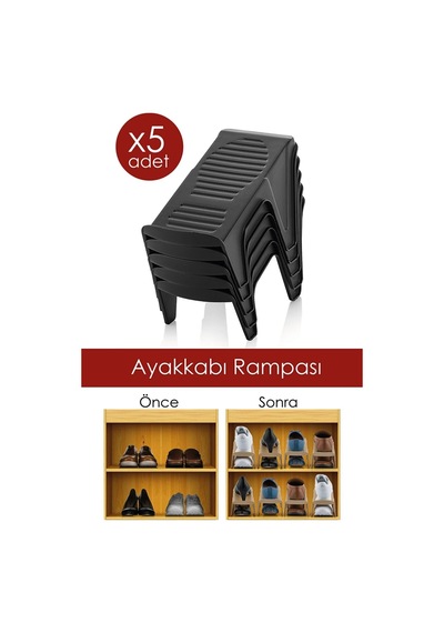 5'li Tekli Ayakkabı Rampası Siyah