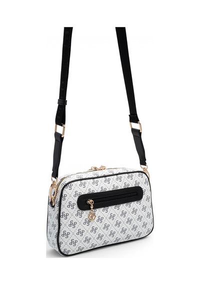 Silver & Polo Silver Polo Beyaz - Siyah Monogram Kadın Çapraz Çanta Sp1094