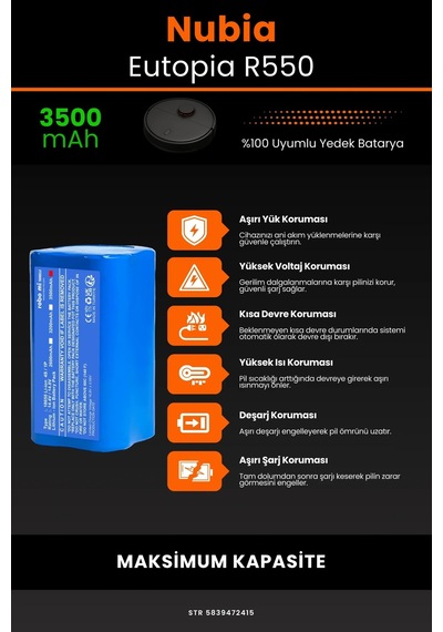 Nubia Eutopia R550 3500mAh Robot Süpürge Bataryası
