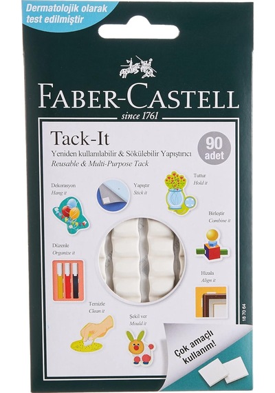Tack-it Beyaz, 50 Gr, 90 Parça, Yeniden Kullanılabilir Hamur Yapıştırıcı, Sökülebilir Ve İz Bırakmaz