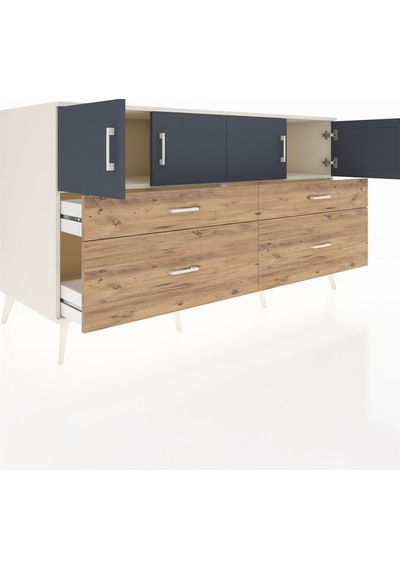 Kronos Konsol 2 Raflı 4 Çekmeceli 4 Kapaklı 176x59x99 Aytaşı-antr Aytaşı-antrasit/çam