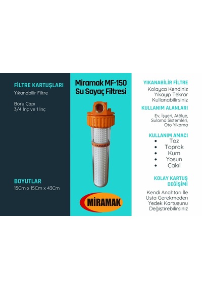 Mf-150 Yıkanabilir Su Filtresi 3/4 İnç