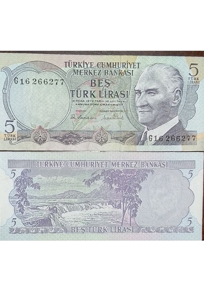 G Serisi 6. Emisyon 5 Türk Lirası Eski Koleksiyon Kağıt Para. Hatıra Para.