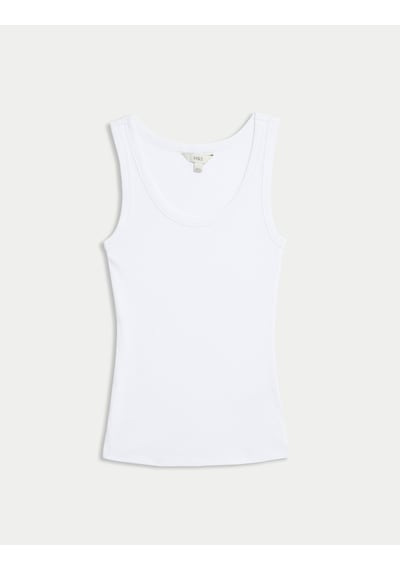 Marks & Spencer Pamuk Karışımlı Ribana Slim Fit Atlet Beyaz