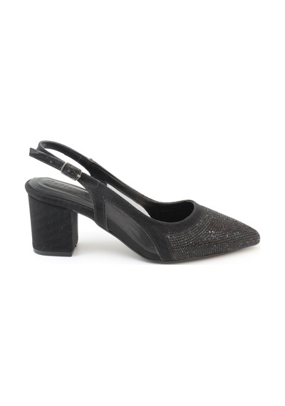 Nesilshoes Nesil Shoes Özma 7025 Siyah Taşlı Kadın Sandalet