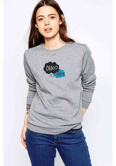 The Fault In Our Stars Baskılı Gri Kadın Sweatshirt