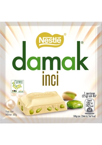 Nestle Damak İnci Antep Fıstıklı Beyaz Çikolata 6 x 63 G
