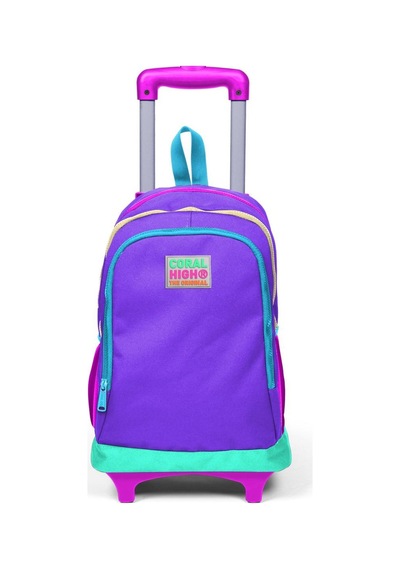 Coral High Kids Mor Renk Detaylı Üç Bölmeli Çekçekli Okul Sırt Çantası 23934