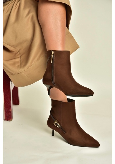 Fox Shoes Z518031102 Kahverengi Süet İnce Topuklu Kadın Bot