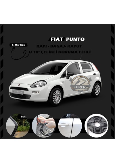 Fiat Punto Oto Araç Kapı Koruma Fitili 5 Metre Parlak Siyah Renk