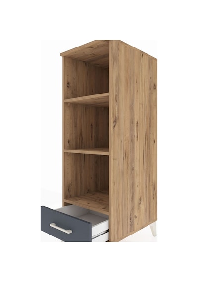 Kronos Dolap 3 Raflı Tek Çekmeceli 44x59x134 Çam-antrasit Çam