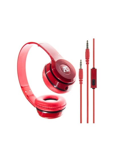 Kırmızı Kulak Üstü Portatif Katlanır Stereo Kulaklık Standart