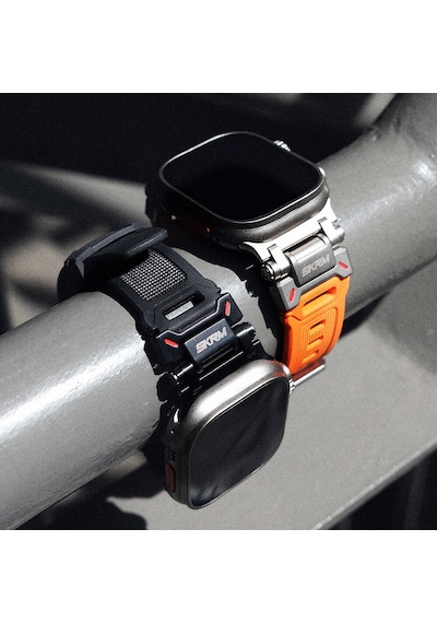 Watch 44mm Uyumlu Kordon Skinarma Titon Serisi Hava Alabilen Delikli Strap Kayış Turuncu