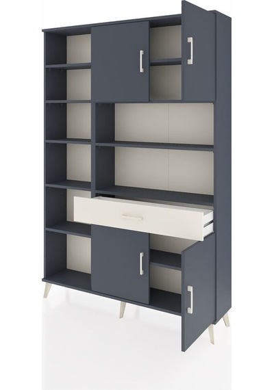 Arges Dolap 10 Raflı Tek Çekmeceli 4 Kapaklı 132x30x195 Antrasit-antrasit/aytaşı Antrasıt/aytası Arges Dolap 10 Raflı Tek Çekmeceli 4 Kapaklı 132x30x195 Antrasit-antrasit/aytaşı Antrasıt/aytası