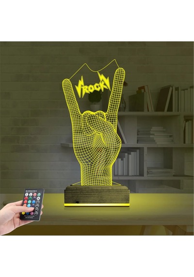 Luvivia Rock Hand Müzik 3d Lamba - Masa Gece Lambası Şeffaf