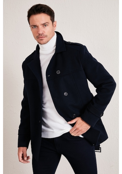 Buratti Slim Fit Cepli Pamuklu Kaşe Erkek Kaban 5841015 Lacivert