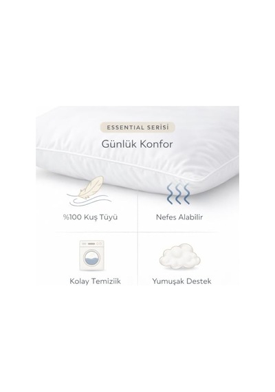 Essential Kaz Tüyü Yastık Essential 2'li Set Açık Bej