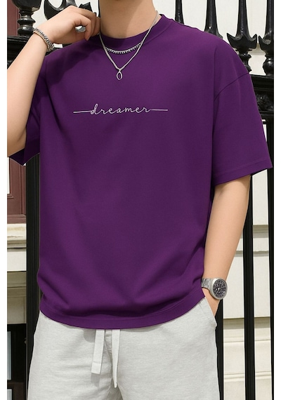Dream Baskılı Unisex Tshırt 3q1 Mor