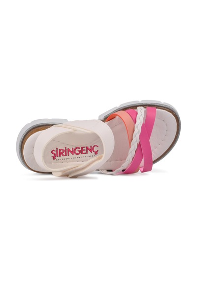 Şiringenç 001 Beyaz-Pembe Çocuk Sandalet (545670384)