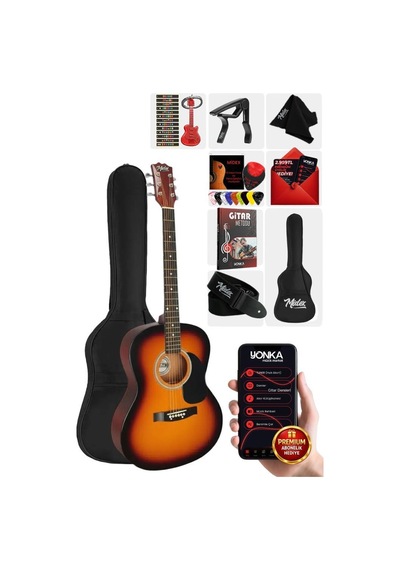 Midex Rg-530sb Kaliteli Gün Batımı 40 İnç Akustik Gitar Seti 4/4 Yetişkin