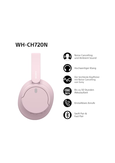 Sony Wh-ch720n Kablosuz Bluetooth Gürültü Önleyici Kulaklık, Yüksek Ses Kalitesi, Ortam Sesi Modu, Hafif Tasarım, 50 Saate Kadar Pil Ömrü, İos Ve Android - Pembe Sony Wh-ch720n Kablosuz Bluetooth Gürültü Önleyici Kulaklık, Yüksek Ses Kalitesi, Ortam Sesi Modu, Hafif Tasarım, 50 Saate Kadar Pil Ömrü, İos Ve Android - Pembe