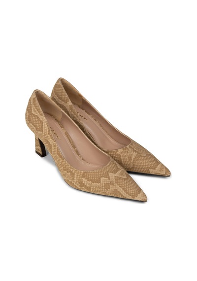 Deery Kadın Bej Piton Desenli Orta Topuklu Stiletto - V4030zbejm01 Bej