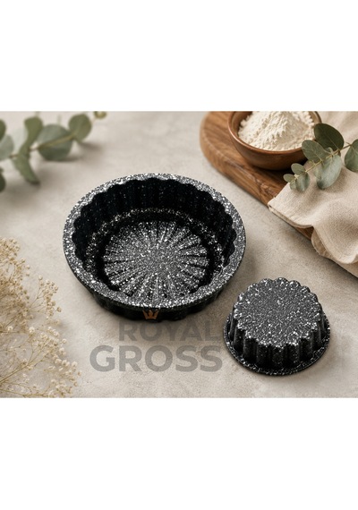 Chef Serisi Döküm Mini Siyah Tart Kek Kalıbı 1 Adet Granit Yapışmaz Fırın Kalıbı