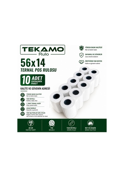 56x14 Termal Pos Yazarkasa Rulosu 10 Adet 1 Paket