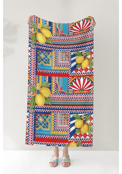 Limon Desenli Akdeniz Marin Plaj Havlusu - Sicilya Esintili Renkli Hızlı Kuruyan Mikrofiber Havlu Yumuşak Menekşe Limon Desenli Akdeniz Marin Plaj Havlusu - Sicilya Esintili Renkli Hızlı Kuruyan Mikrofiber Havlu Yumuşak Menekşe