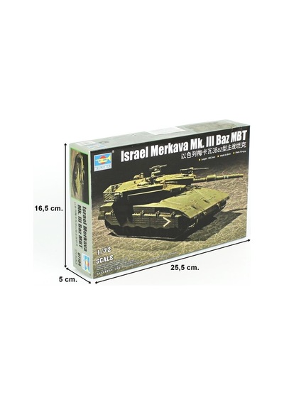 Trumpeter 07104 1/72 Ölçek, Lsrail Merkava Mk. Lll Baz Ana Muharebe Tankı, Plastik Model Kiti-55687
