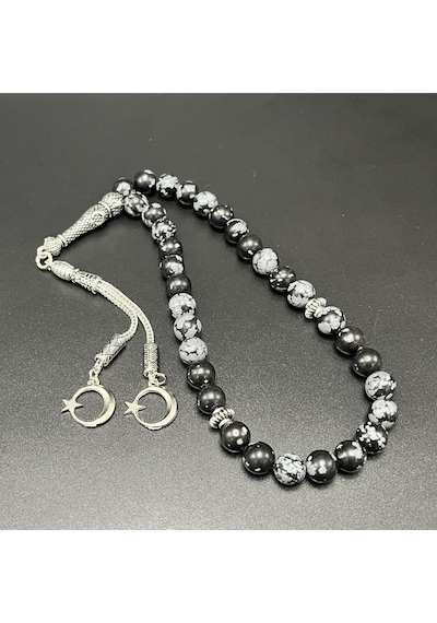 Yıldız Doğal Taş Karlı Obsidyen 8mm 33lük Doğal Taş Tesbih