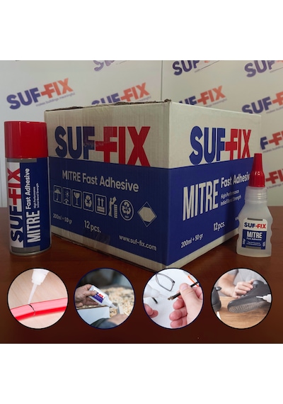 Suf-fix Mitre Hızlı Yapıştırıcı Set 12 Li 200 Ml + 50 Gr