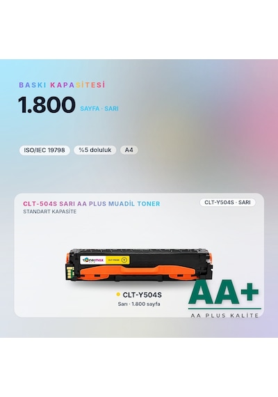 Samsung Clt-y504s Sarı Uyumlu Toner Aa Plus / Clp-415 / Clx-4195 / Xpress C1810 / C1860