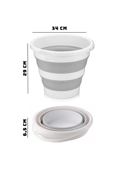 13 Lt Silikon Su Kovası Pratik Katlanır - Banyo Temizlik Kovası Çok Amaçlı Kulplu Kova
