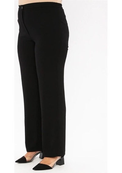 Ladies First Ladıes Fırst Büyük Beden 3390 Siyah Pantolon Krep Bol Paça