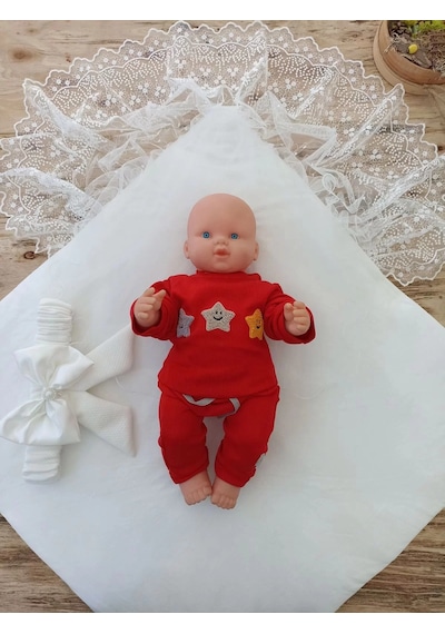 Yenidoğan Sahra My Princess Nakışlı Lüks Kundak Bebek Battaniyesi Ekru Çok Renkli