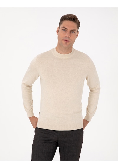 Pierre Cardin Erkek Krem Melanj Kazak /triko 50315456-vr159 Krem Melanj