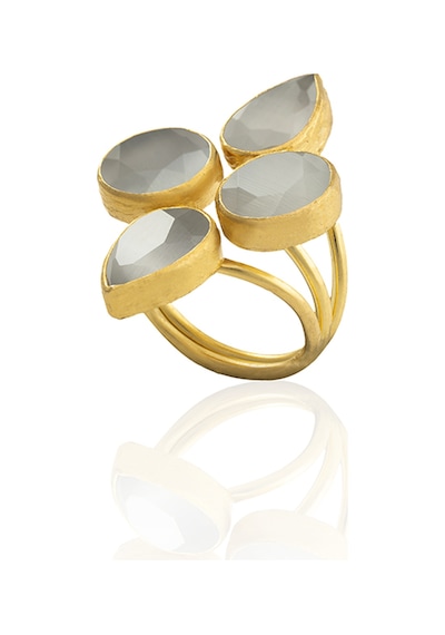 Kadir Jewellery 22 Ayar Altın Kaplama Zirkon Taşlı Kadın Vintage Yüzük Gri 50011317