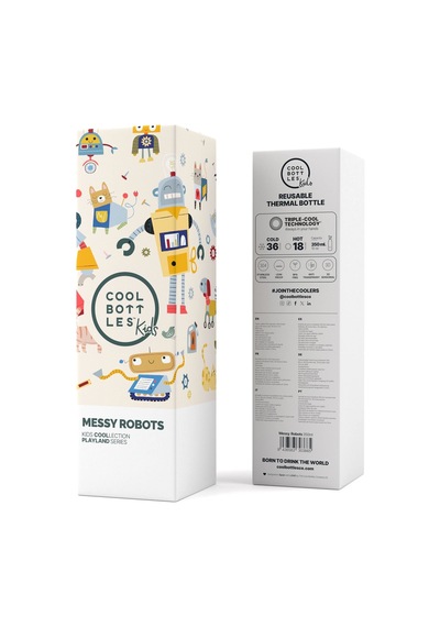 Cool Bottles The Kids Bottle Messy Robots Pipetli Termos Suluk 35 Çok Renkli