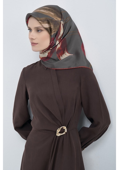 Armine Saf İpek Sura Eşarp-2026 İlkbahar-yaz- 95060d Kahve-bordo