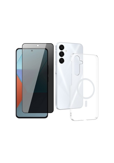 Vendas Samsung Uyumlu Galaxy A16 Kamera Korumalı M-safe Şarj Özellikli Şeffaf Zore London Sert Pc Kapak + Hayalet Ekran Koruyucu Şeffaf