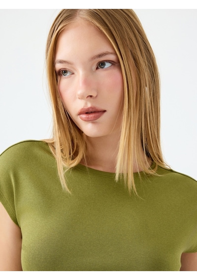 Crop Kadın Tshirt K.kol Haki
