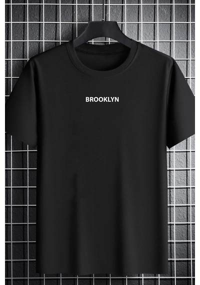 Flood Of Style Unisex Brooklyn Baskılı T-shirt Siyah
