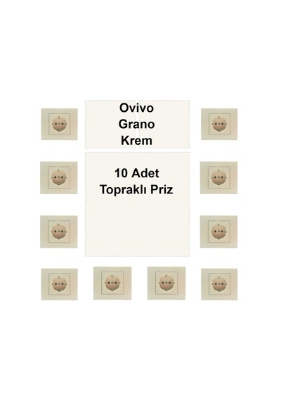 Ovivo Grano Krem 10 Adet Topraklı Priz