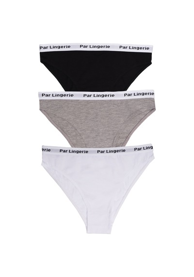 Parlingerie Kadın 3lü Slip Külot Siyah-beyaz-gri Siyah - Beyaz - Gri