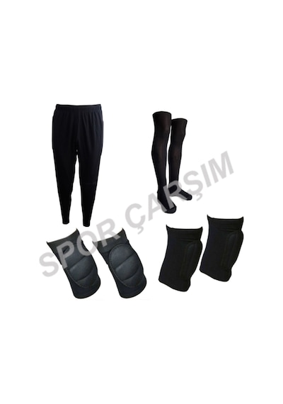 Ünal Spor Kaleci Pantolonu,Dizlik,Dirseklik,Lüks Çorap Set Siyah