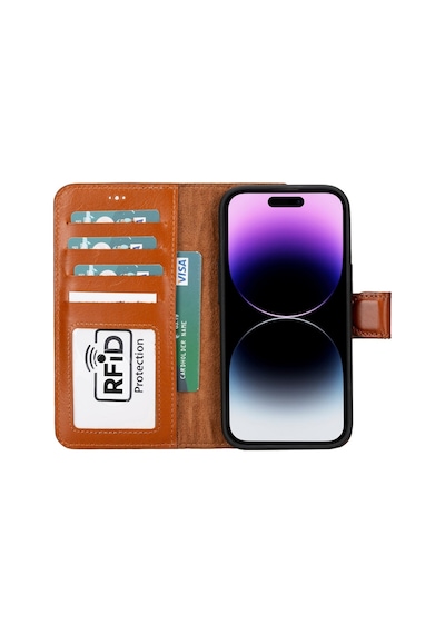 Apple Uyumlu   iPhone 15 Plus Deri Cüzdanlı Kılıf   Mwwn Rst2ef Taba